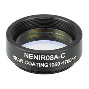 NENIR08A-C - Ø25 mm AR-Coated Absorptive Neutral Density Filter, SM1-Threaded Mount, 1050 - 1700 nm, OD: 0.8