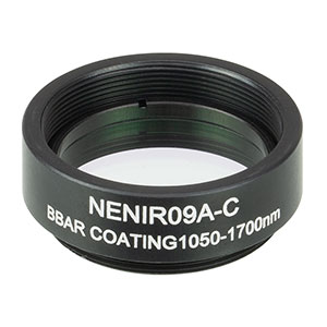 NENIR09A-C - Ø25 mm AR-Coated Absorptive Neutral Density Filter, SM1-Threaded Mount, 1050 - 1700 nm, OD: 0.9