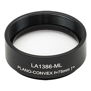 LA1386-ML - Ø1.5in N-BK7 Plano-Convex Lens, SM1.5-Threaded Mount, f = 75 mm, Uncoated