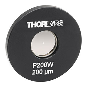 P200W - Ø25.4 mm(Ø1インチ)マウント付きピンホール、ピンホール径200 ± 6 µm、タングステン製