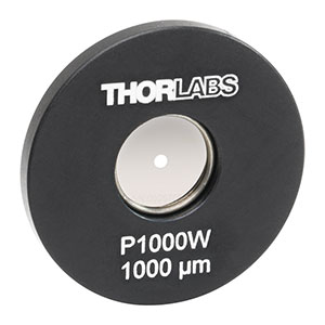 P1000W - Ø25.4 mm(Ø1インチ)マウント付きピンホール、ピンホール径1000 ± 10 µm、タングステン製