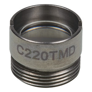 C220TMD - f= 11.0 mm, NA = 0.25, WD = 5.8 mm, DW = 633 nm, Mounted Aspheric Lens, Uncoated