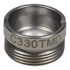 C330TMD - f= 3.1 mm, NA = 0.70, WD = 1.8 mm, DW = 830 nm, Mounted Aspheric Lens, Uncoated