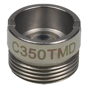 C350TMD - f= 4.5 mm, NA = 0.40, WD = 1.6 mm, DW = 980 nm, Mounted Aspheric Lens, Uncoated