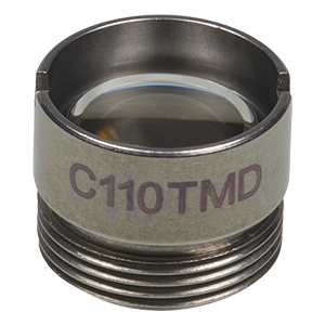 C110TMD - f= 6.2 mm, NA = 0.40, WD = 1.6 mm, DW = 780 nm, Mounted Aspheric Lens, Uncoated