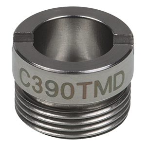 C390TMD - f = 2.8 mm, NA = 0.55, WD = 2.0 mm, DW = 830 nm, Mounted Aspheric Lens, Uncoated
