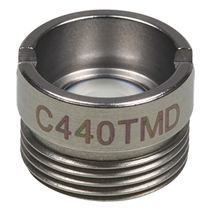 C440TMD - f = 2.8 mm, NA = 0.26/0.52, WD = 1.9 mm, DW = 980 nm, Mounted Aspheric Lens, Uncoated