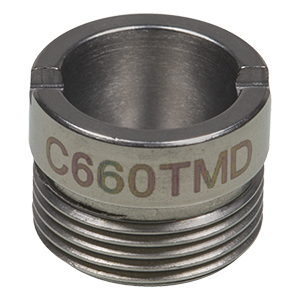 C660TMD - f = 3.0 mm, NA = 0.52, WD = 1.3 mm, DW = 1550 nm, Mounted Aspheric Lens, Uncoated