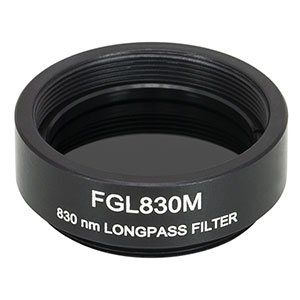 FGL830M - Ø25 mm RG830 Colored Glass Filter, SM1-Threaded Mount, 830 nm Longpass