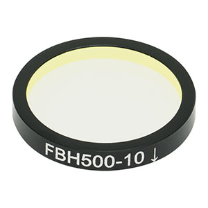 FBH500-10 - Hard-Coated Bandpass Filter, Ø25 mm, CWL = 500 nm, FWHM = 10 nm