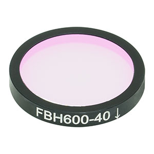 FBH600-40 - Hard-Coated Bandpass Filter, Ø25 mm, CWL = 600 nm, FWHM = 40 nm