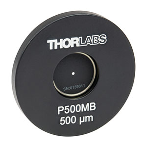 P500MB - Ø25.4 mm(1インチ)マウント付きピンホール、ピンホール径500 ± 10 µm、モリブデン製