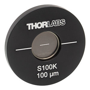S100K - Ø25.4 mm(Ø1インチ)マウント付き光学スリット、スリット幅100 ± 4 µm、スリット長3 mm