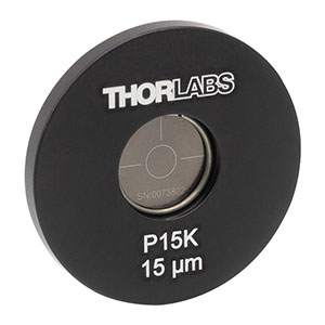 P15K - Ø25.4 mm(Ø1インチ)マウント付きピンホール、ピンホール径15 ± 1.5 µm、ステンレススチール製