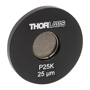 P25K - Ø25.4 mm(Ø1インチ)マウント付きピンホール、ピンホール径25 ± 2 µm、ステンレススチール製