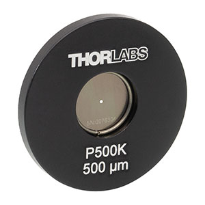 P500K - Ø25.4 mm(Ø1インチ)マウント付きピンホール、ピンホール径500 ± 10 µm、ステンレススチール製