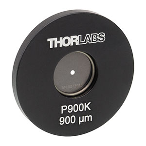 P900K - Ø25.4 mm(Ø1インチ)マウント付きピンホール、ピンホール径900 ± 10 µm、ステンレススチール製