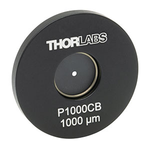 P1000CB - Ø25.4 mm(Ø1インチ)マウント付きピンホール、ピンホール径1000 ± 10 µm、金メッキ銅製