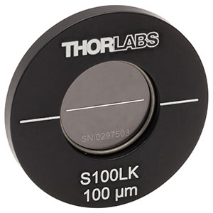 S100LK - Ø25.4 mm(Ø1インチ)マウント付き光学スリット、スリット幅100 ± 4 µm、スリット長10 mm