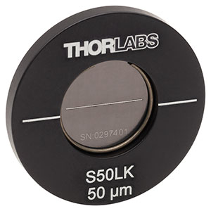 S50LK - Ø25.4 mm(Ø1インチ)マウント付き光学スリット、スリット幅50 ± 3 µm、スリット長10 mm