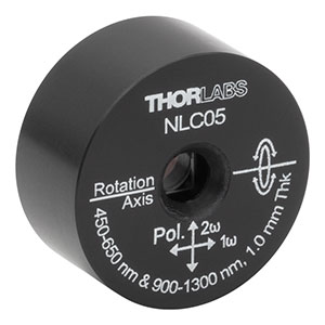 NLC05 - Ø1in Mounted β-BBO Crystal, 1.00 mm Thick, θ = 23.3°, 900 - 1300 nm Fund., 450 - 650 nm SHG