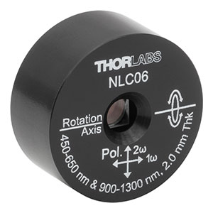 NLC06 - Ø1in Mounted β-BBO Crystal, 2.00 mm Thick, θ = 23.3°, 900 - 1300 nm Fund., 450 - 650 nm SHG