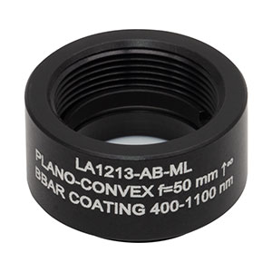 LA1213-AB-ML - Ø1/2in N-BK7 Plano-Convex Lens, SM05-Threaded Mount, f = 50 mm, ARC: 400-1100 nm
