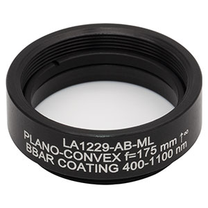 LA1229-AB-ML - Ø1in N-BK7 Plano-Convex Lens, SM1-Threaded Mount, f = 175 mm, ARC: 400-1100 nm