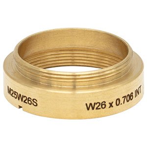 M25W26S - 顕微鏡用真鍮製アダプタ、W26 x 0.706内ネジ＆M25 x 0.75外ネジ