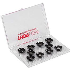 PKIT4K - ステンレススチール製精密ピンホールキット、Ø25.4 mm(Ø1インチ)マウント付き、ピンホール径Ø2 mm～Ø9 mm