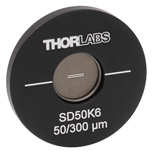 SD50K6 - Ø25.4 mm(Ø1インチ)マウント付き二重スリット、スリット幅50 µm、スリット間隔300 µm