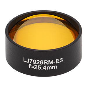 LJ7926RM-E3 - f = 25.4 mm, Ø1in, ZnSe Mounted Plano-Convex Round Cyl Lens, ARC: 7 - 12 µm