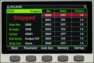 BPS330 Delayer Manual Entry Screen