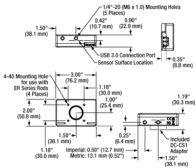 Low-Profile Kiralux Camera Mechanical Drawing