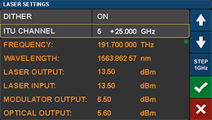 E-O Converter Laser Settings Screen