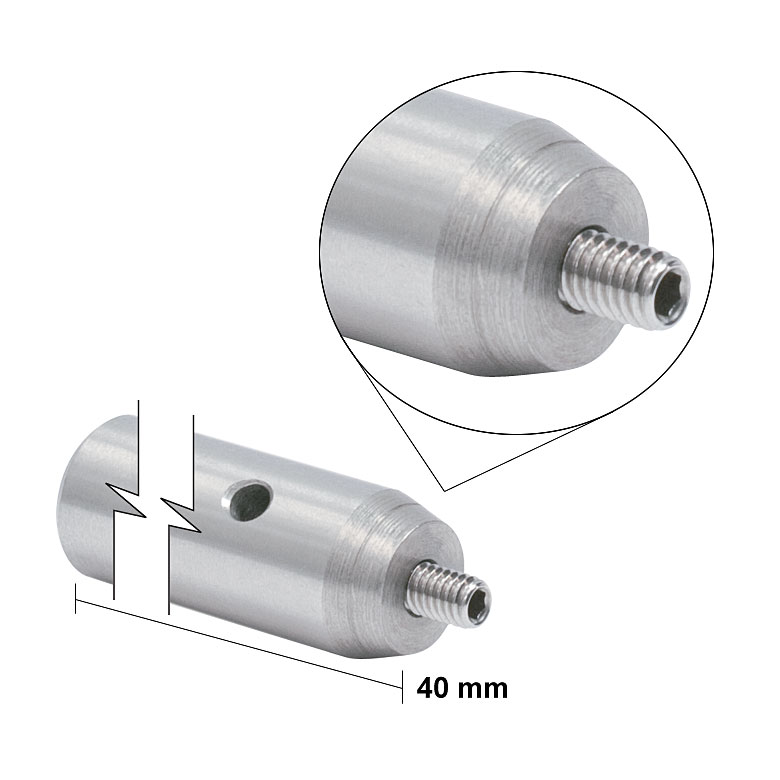 TR40/M Ø12.7 mmポスト、M4ネジ、M6タップ穴付き、長さ40 mm(ミリ規格)