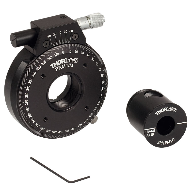 PRM1GL10/M 偏光プリズムマウント付き精密回転マウント、Ø25 mm PRM1GL10/M 偏光プリズムマウント付き精密回転マウント、Ø25 mm